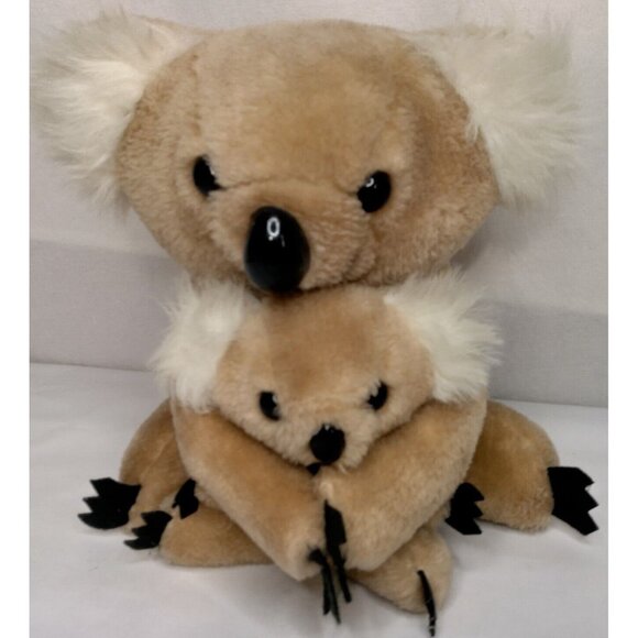 Koala Bear Mom And Baby Stuffed Animal Pair Australia Vintage Plush Toy Korea - Picture 3 of 16